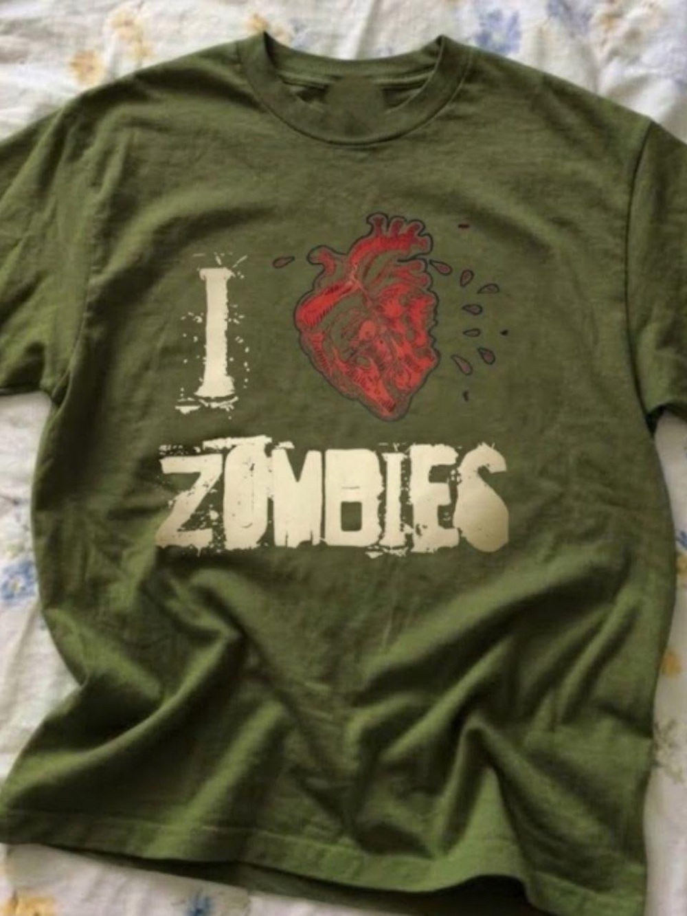 I love Zombies Graphic Tee - green t shirt